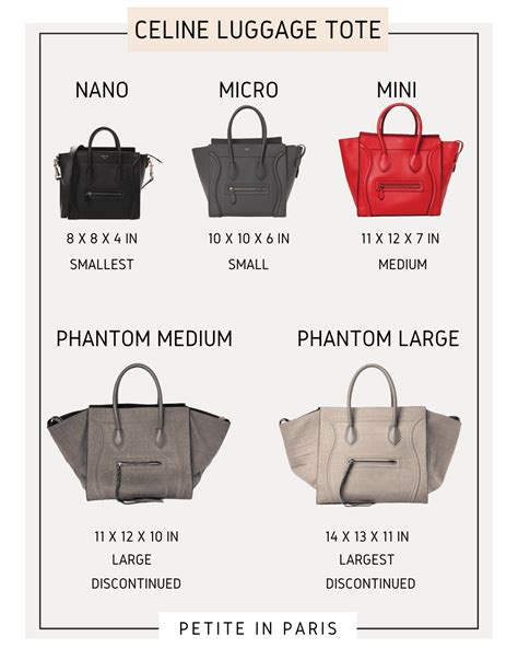 celine handbag sizes